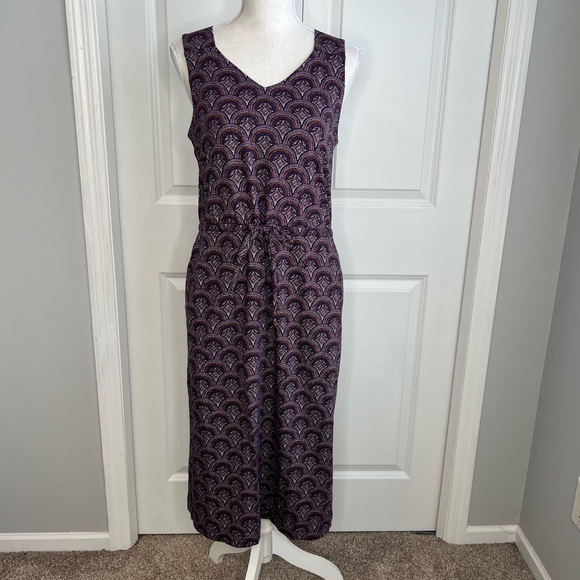 Duluth Trading Co Purple Peach White Geometric Midi Tank Dress To ‘n’ Flow XS - Picture 1 of 10